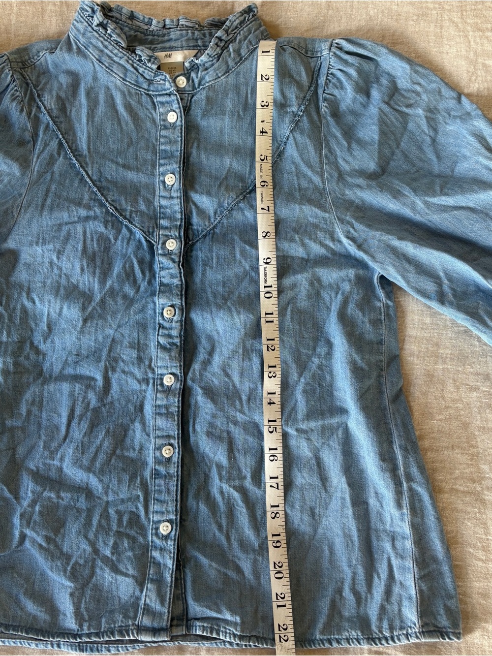 H&M Light Denim Ruffled Collar Button Blouse - Picture 4 of 4